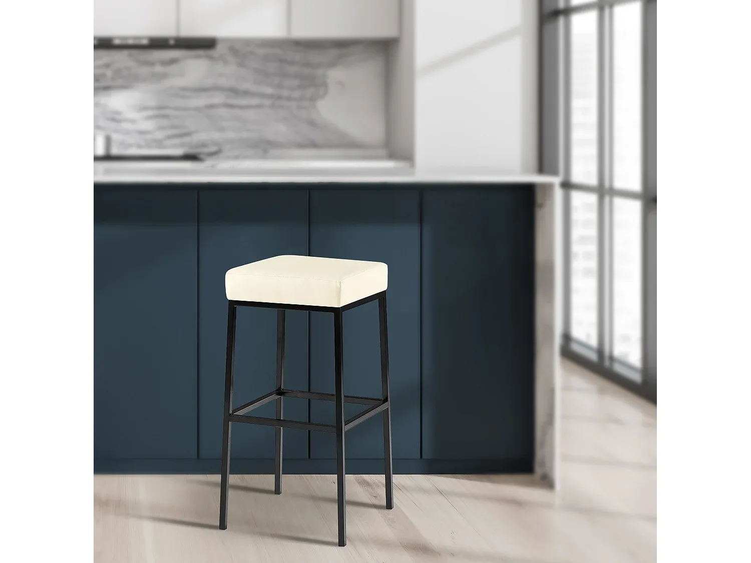 Set von 2 Barhockern aus Kunstleder, höhenverstellbar