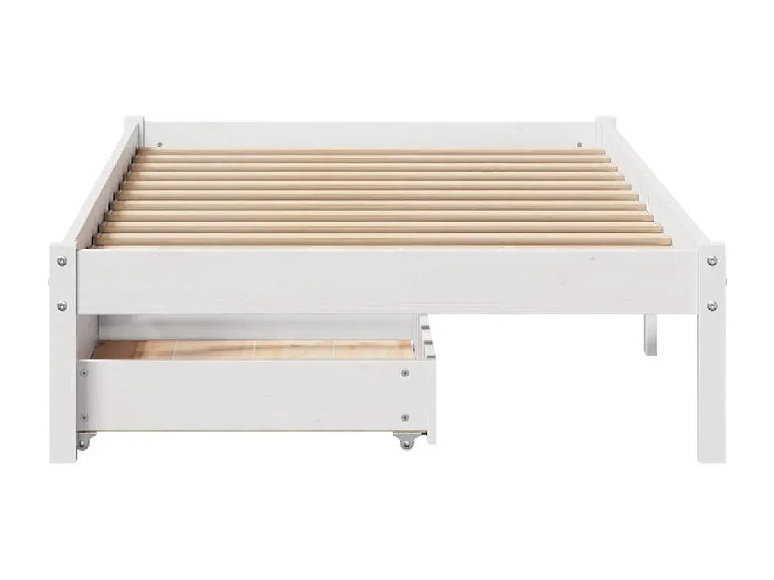 Einzelbett aus Kiefernholz in Weiß 90x200 cm