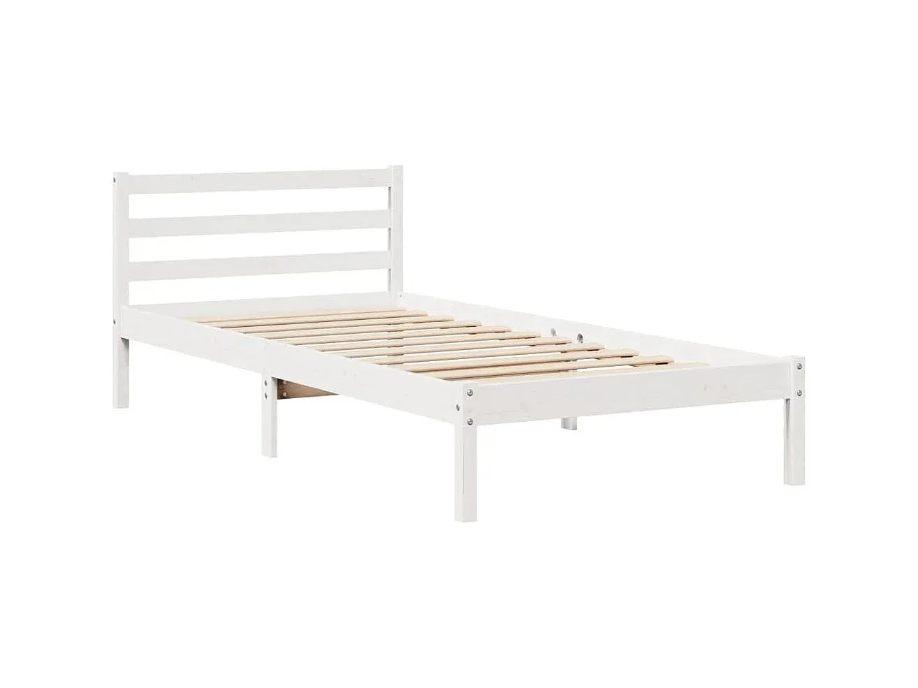 Metallbettgestell mit Kopfstütze, Weiß, 75x190 cm