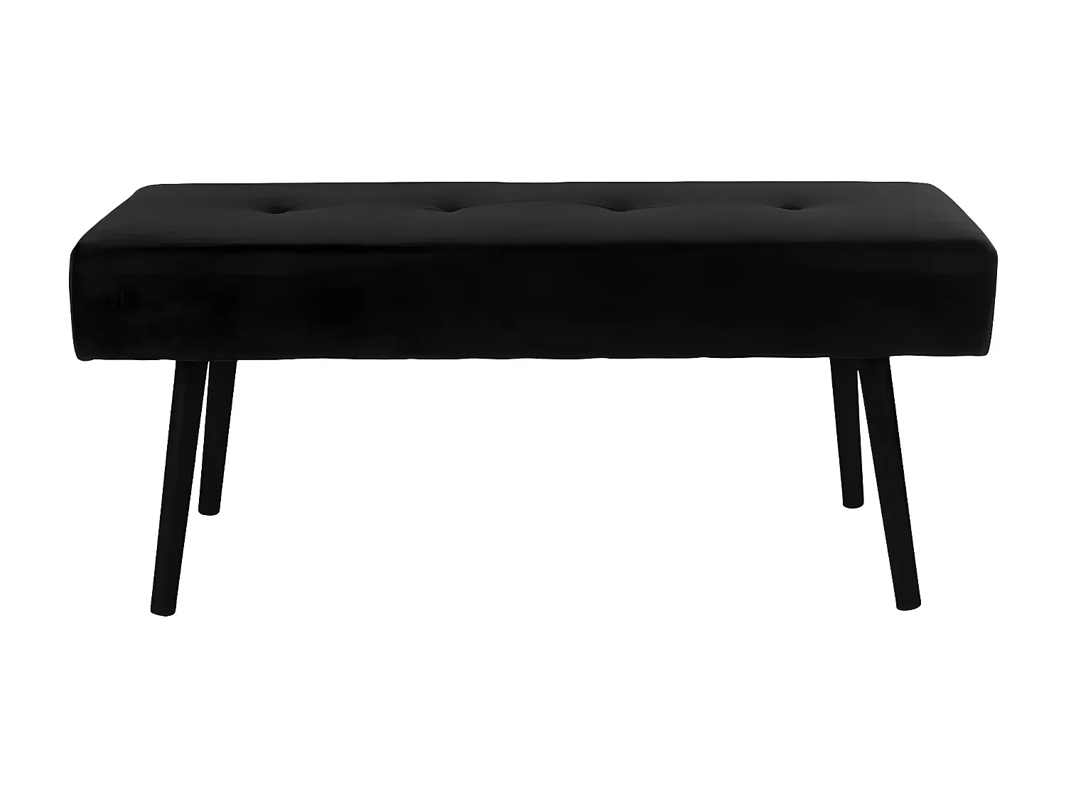 Moderne Samt-Sitzbank in Schwarz mit Dunklen Beinen