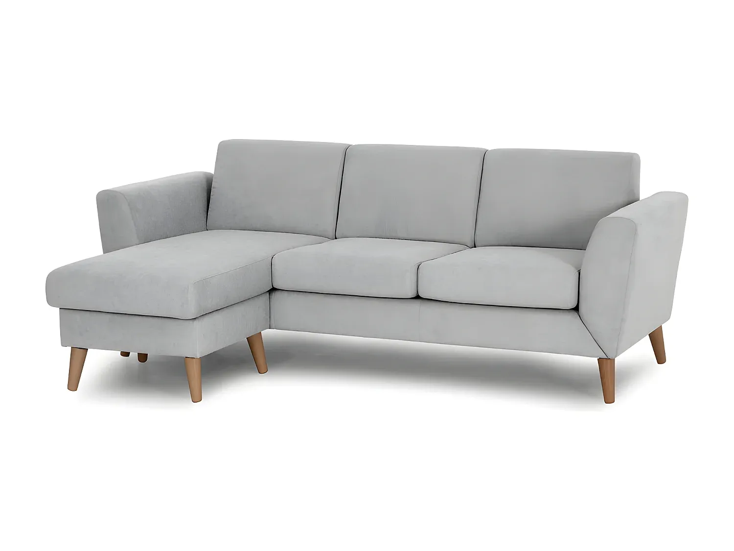 3-Sitzer Sofa mit Chaiselongue aus hellgrauem Polyester