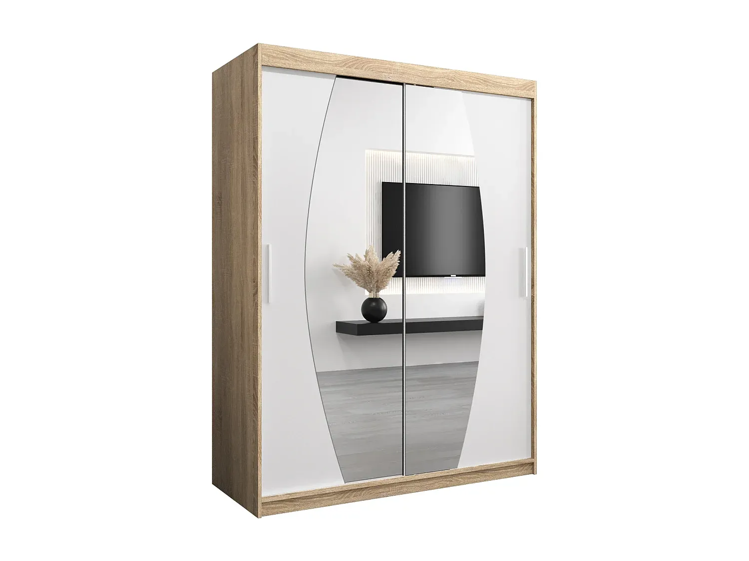 Moderner Schwebetürenschrank mit zweifarbigem Design