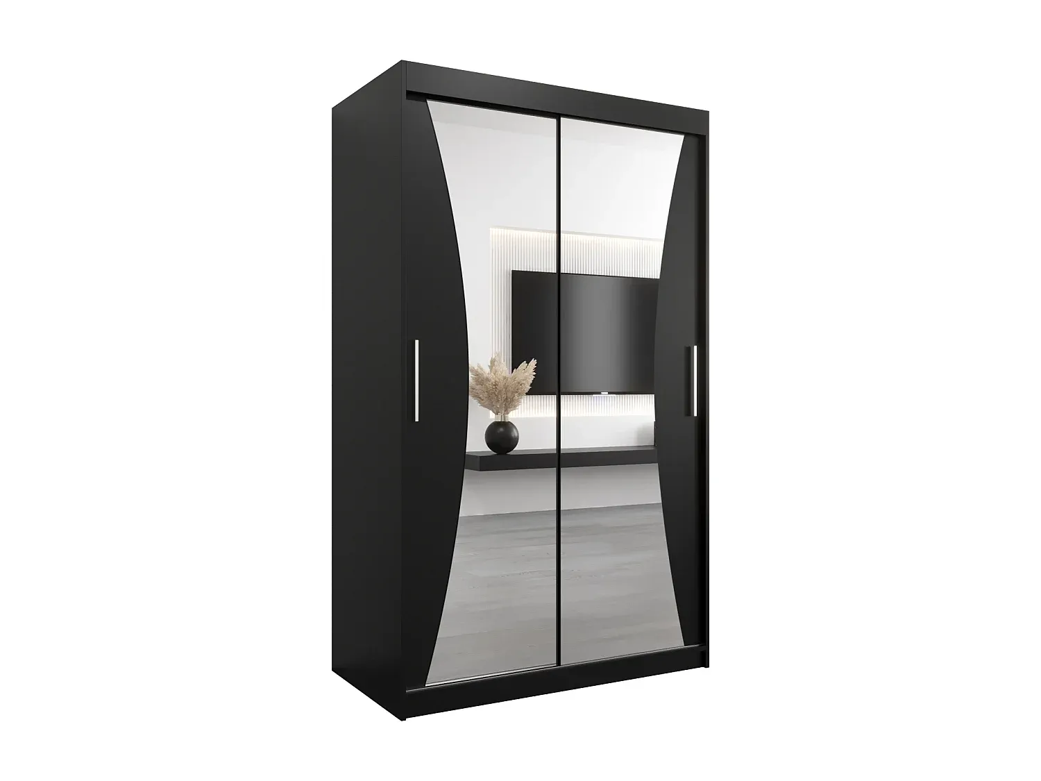 Eleganter Schwebetürenschrank mit 2 Türen in Schwarz