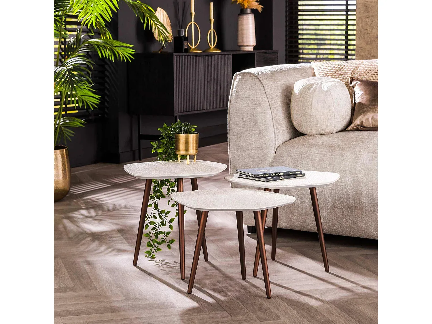 Runder Couchtisch im 3er-Set für Wohnzimmer