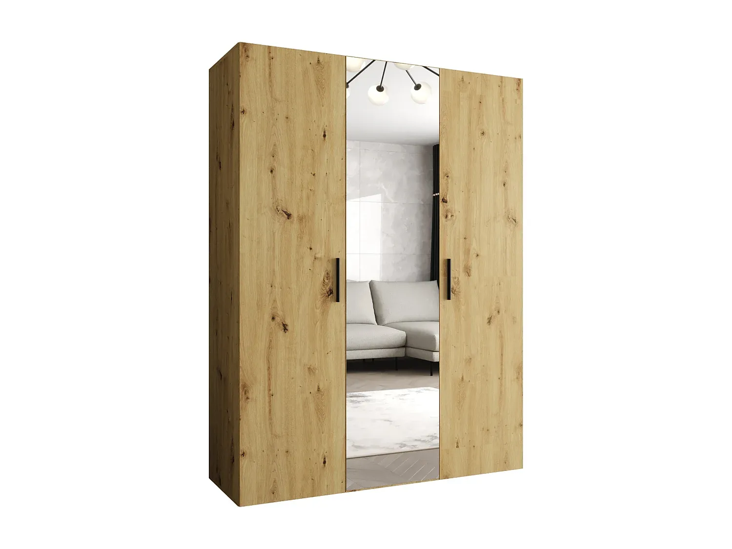 Moderner dreitüriger Kleiderschrank mit Holzoptik