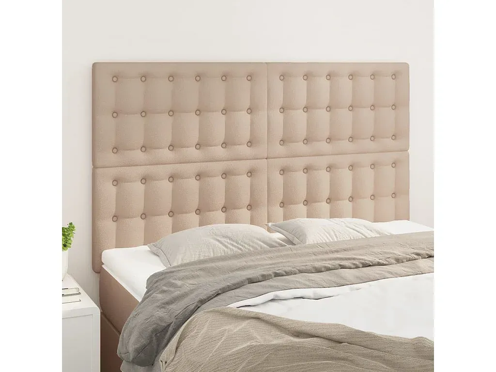 Kopfteil Set 4 Stück Kunstleder Cappuccino-Braun