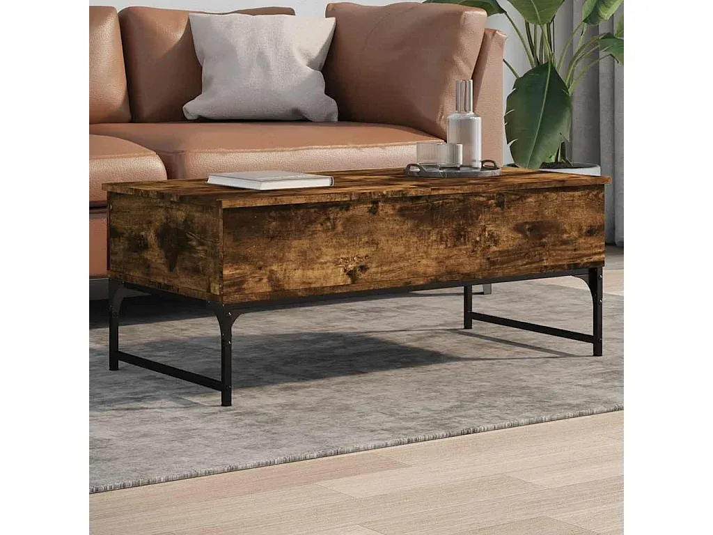 Moderner Couchtisch aus Holzwerkstoff und Metall, 100x50x40 cm