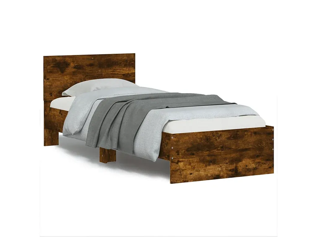 Holzbettgestell mit Kopfteil in Eichenoptik, 75 x 190 cm