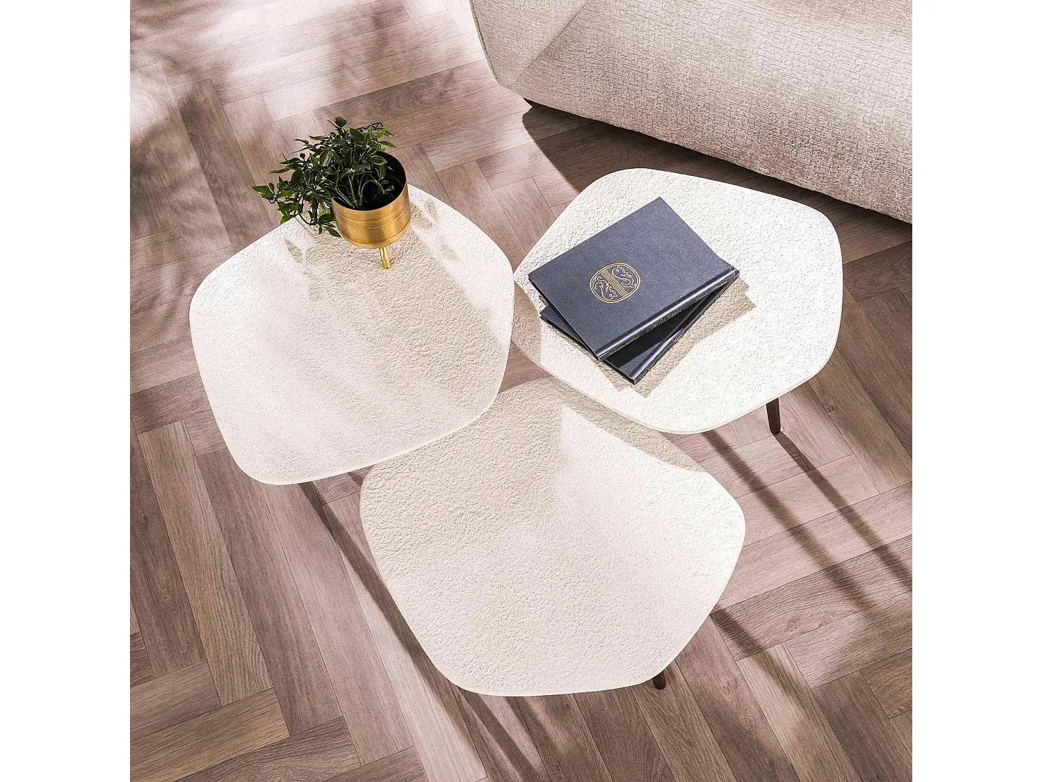 Runder Couchtisch im 3er-Set für Wohnzimmer