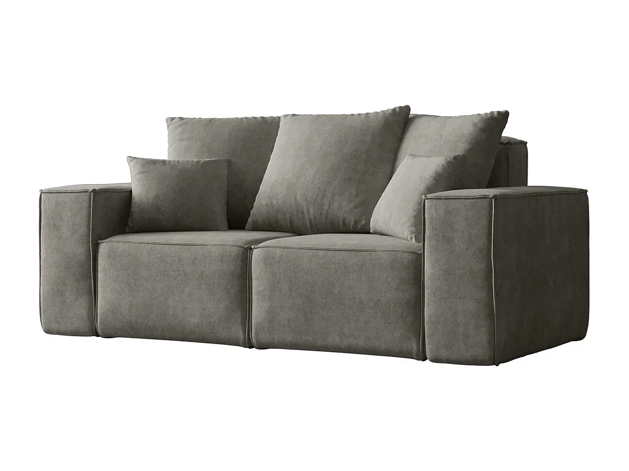 Bequeme Zweisitzer Couch aus Stoff in Grau