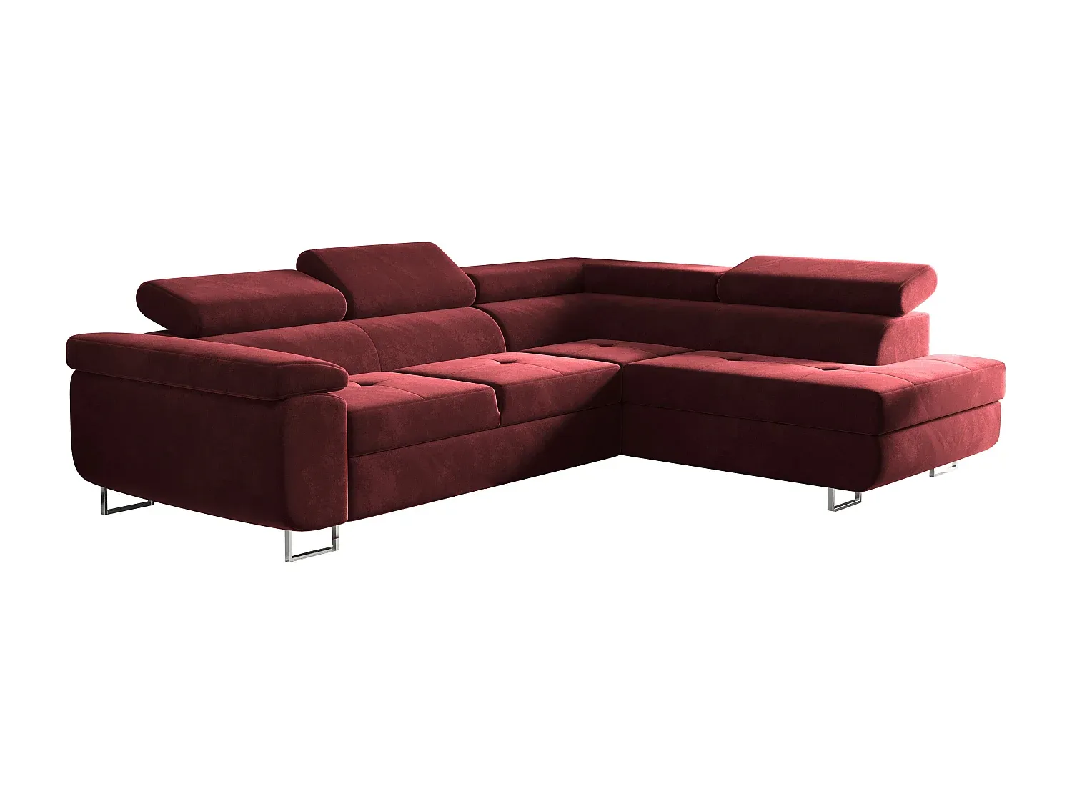 Rotes Ecksofa mit Schlaffunktion, Stoffbezug, Rechts