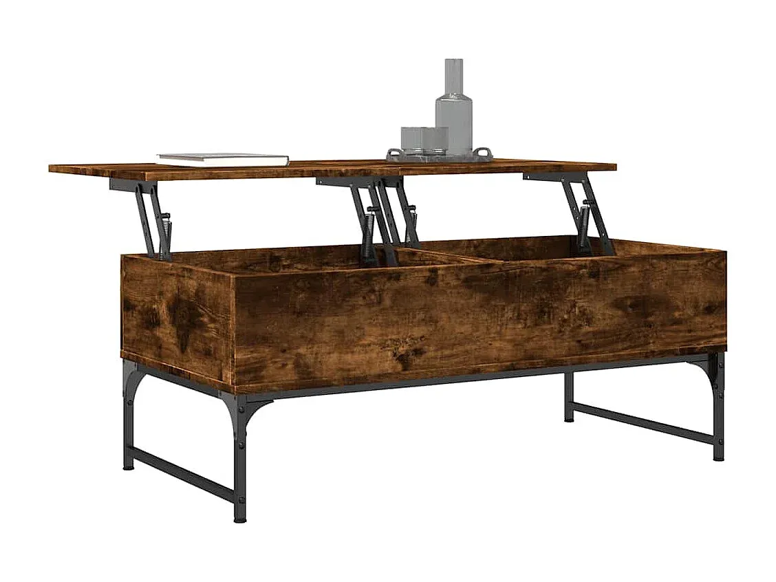 Moderner Couchtisch aus Holzwerkstoff und Metall, 100x50x40 cm