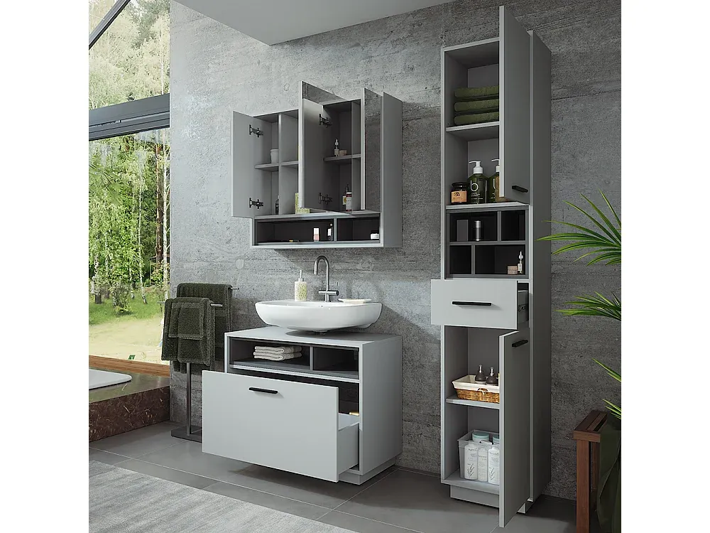 Moderner Badezimmerschrank in Grau-Anthrazit