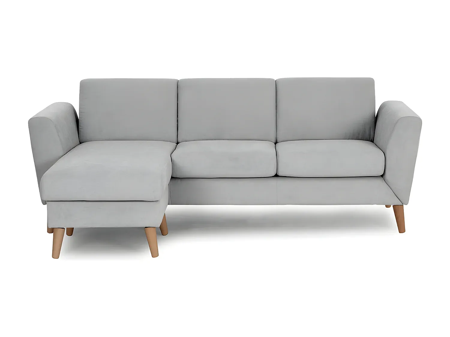 3-Sitzer Sofa mit Chaiselongue aus hellgrauem Polyester