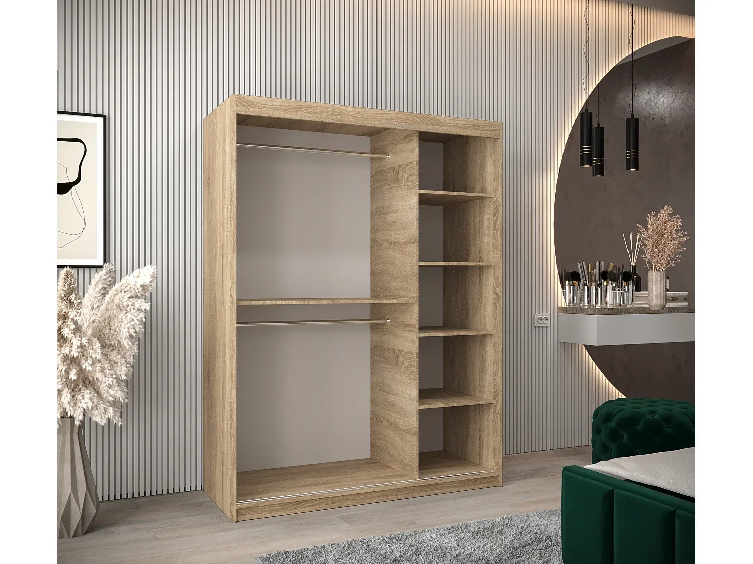 Moderner Schwebetürenschrank mit zweifarbigem Design