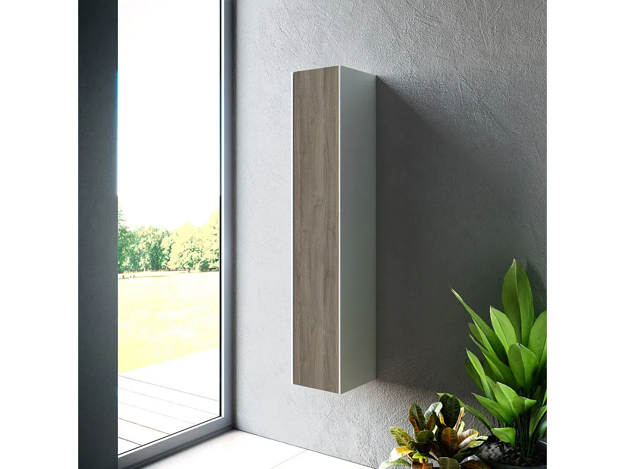 Moderner Wandschrank aus Eiche und Asche