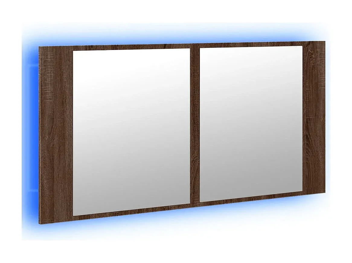 Moderner LED-Spiegelschrank in Eichenoptik, 90x12x45 cm