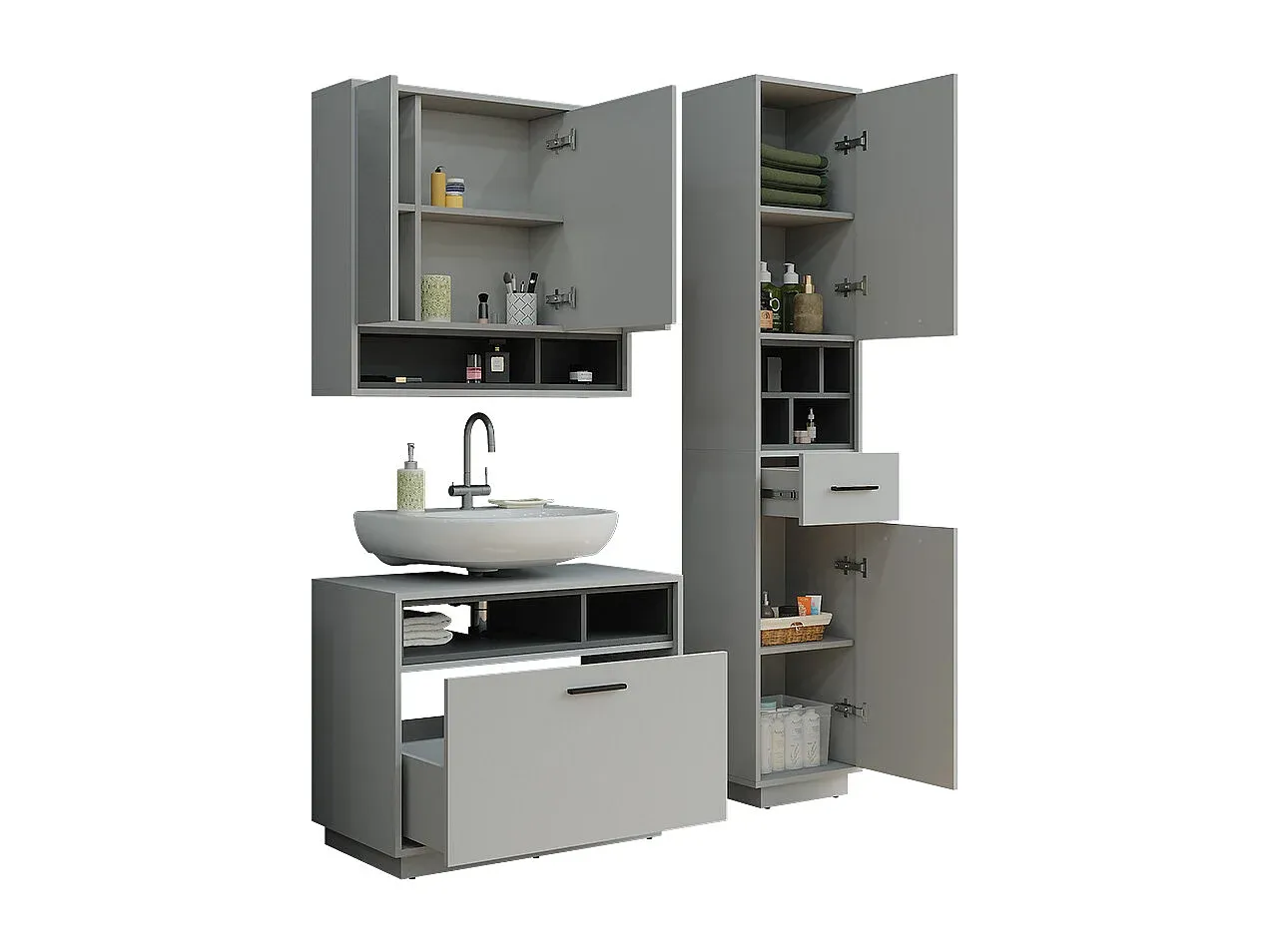 Moderner Badezimmerschrank in Grau-Anthrazit