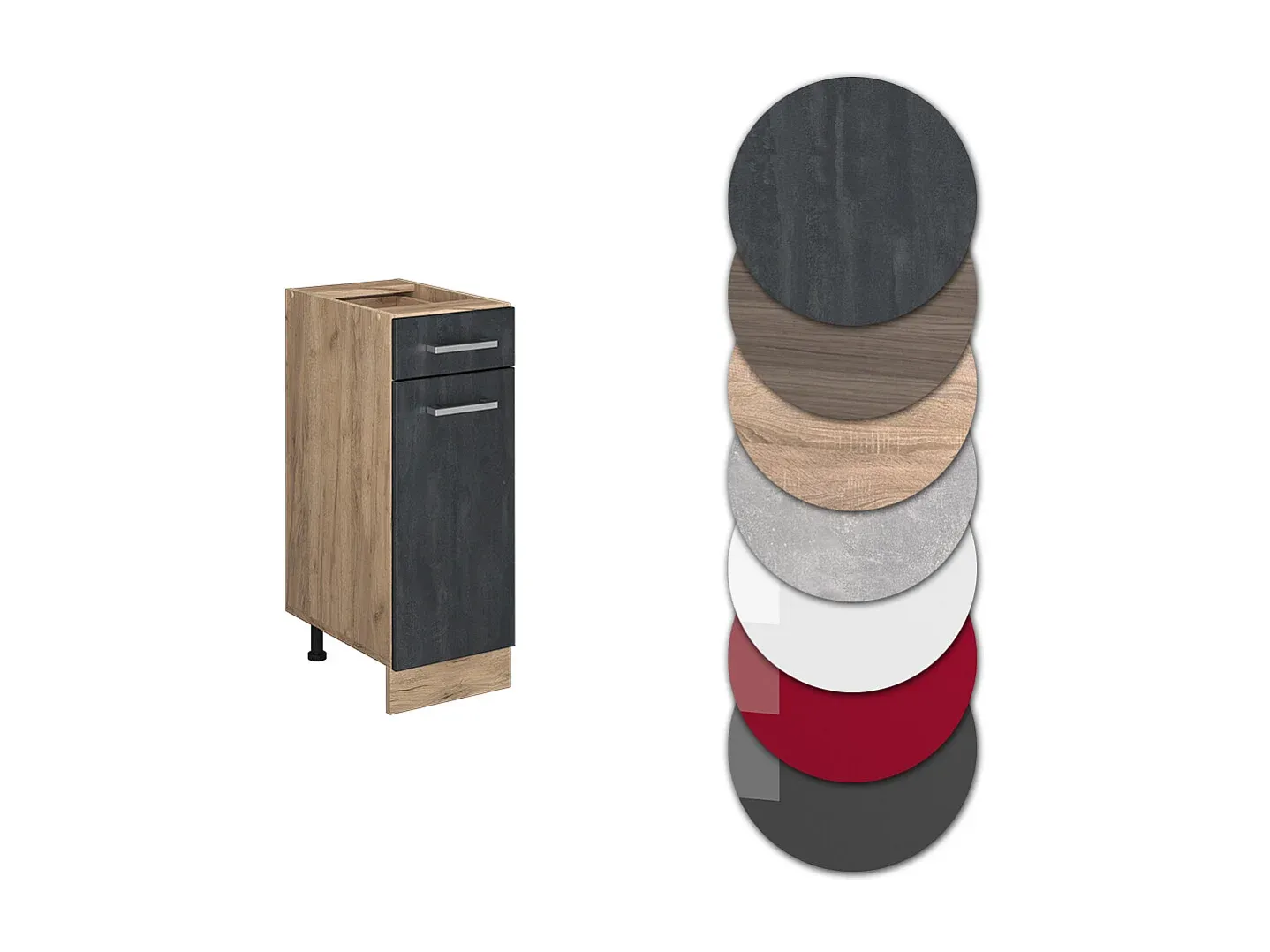 Küchenunterschrank in Schwarz mit Betonoptik, 30x60x81,6 cm