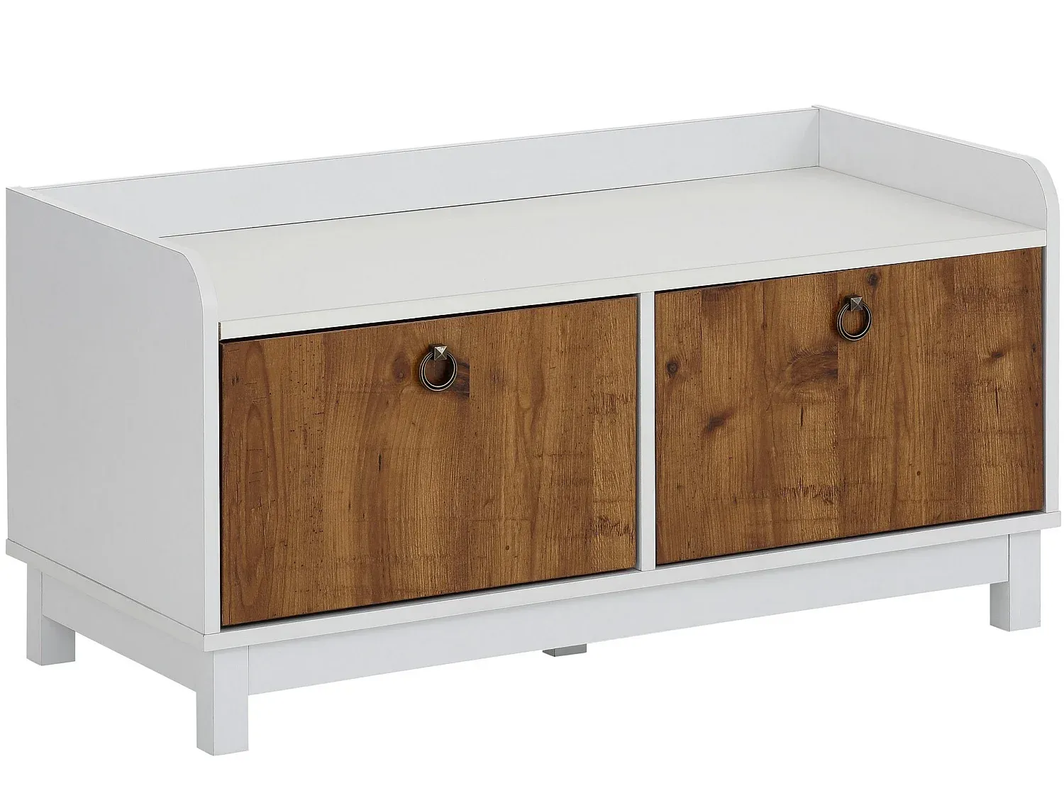 Moderne Sitzbank mit Stauraum in Weiß und Eiche