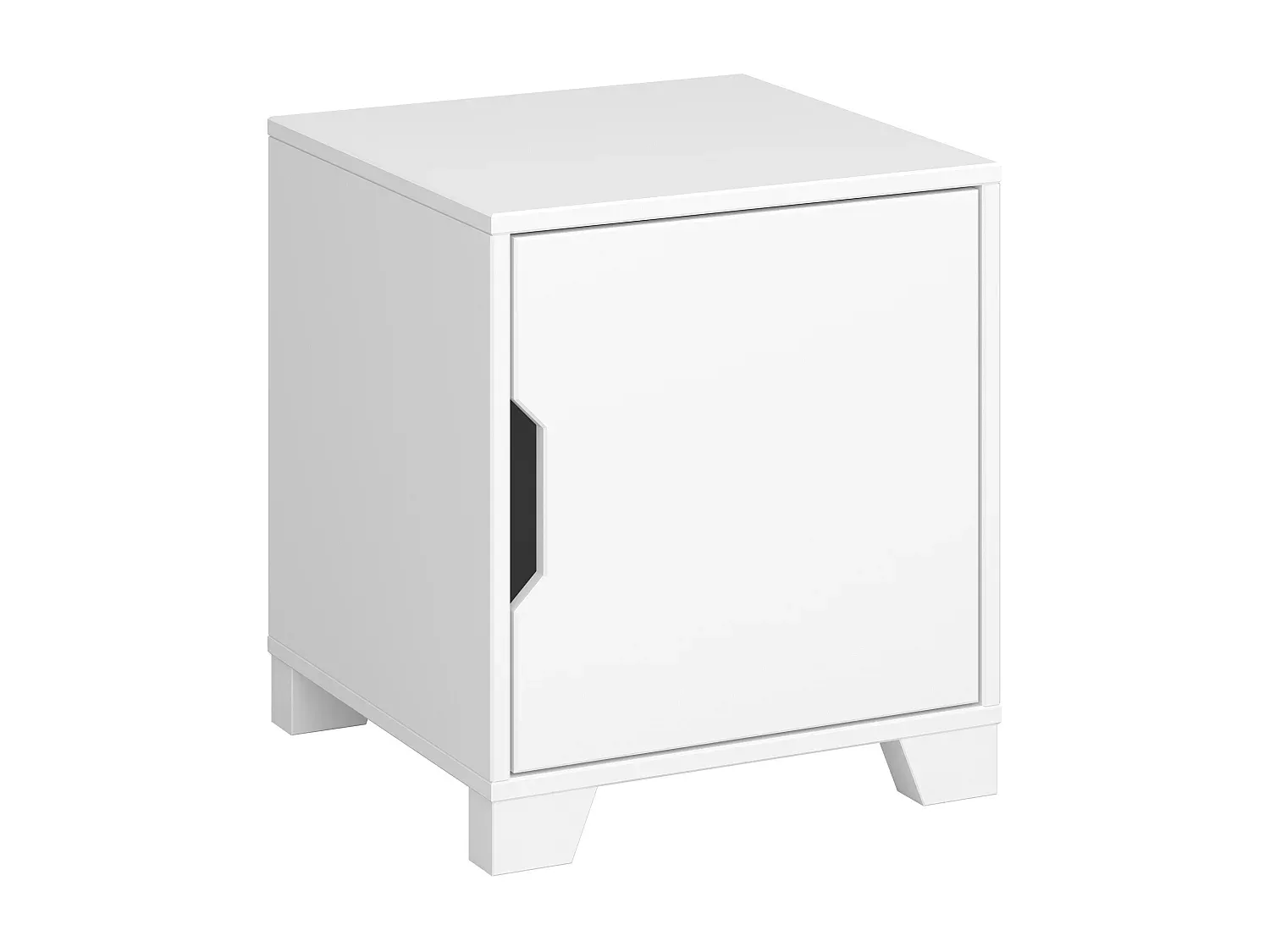 Moderner Nachttisch mit Tür und Stauraum, Weiß