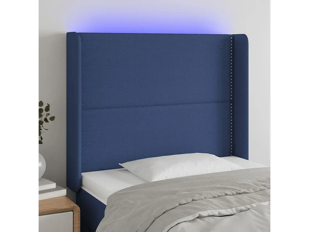 Stoff-Kopfteil für Bett, Blau, Höhenverstellbar