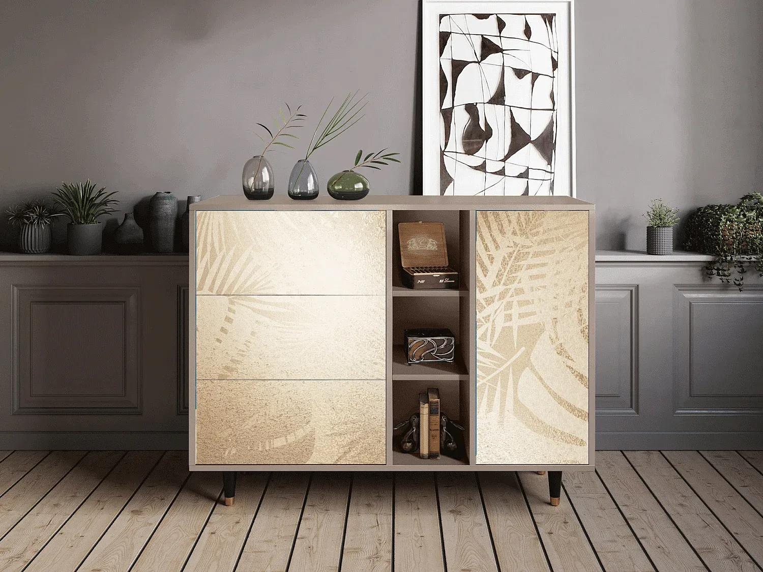 Moderner Sideboard mit Stauraum, 125x98x48 cm