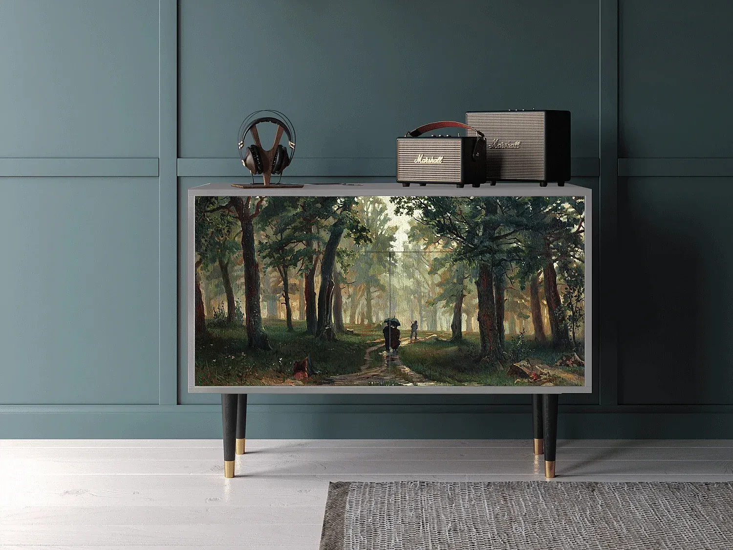 Moderner Sideboard mit grauer Eichenoptik
