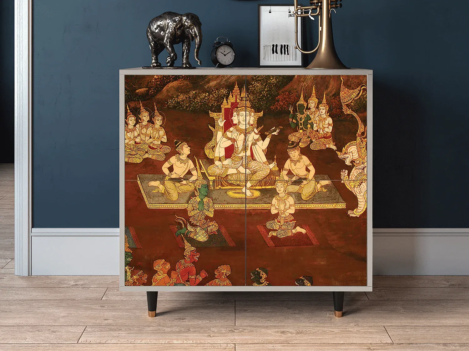 Moderner Sideboard mit Stauraum, Sandfarben, 94x96x48 cm