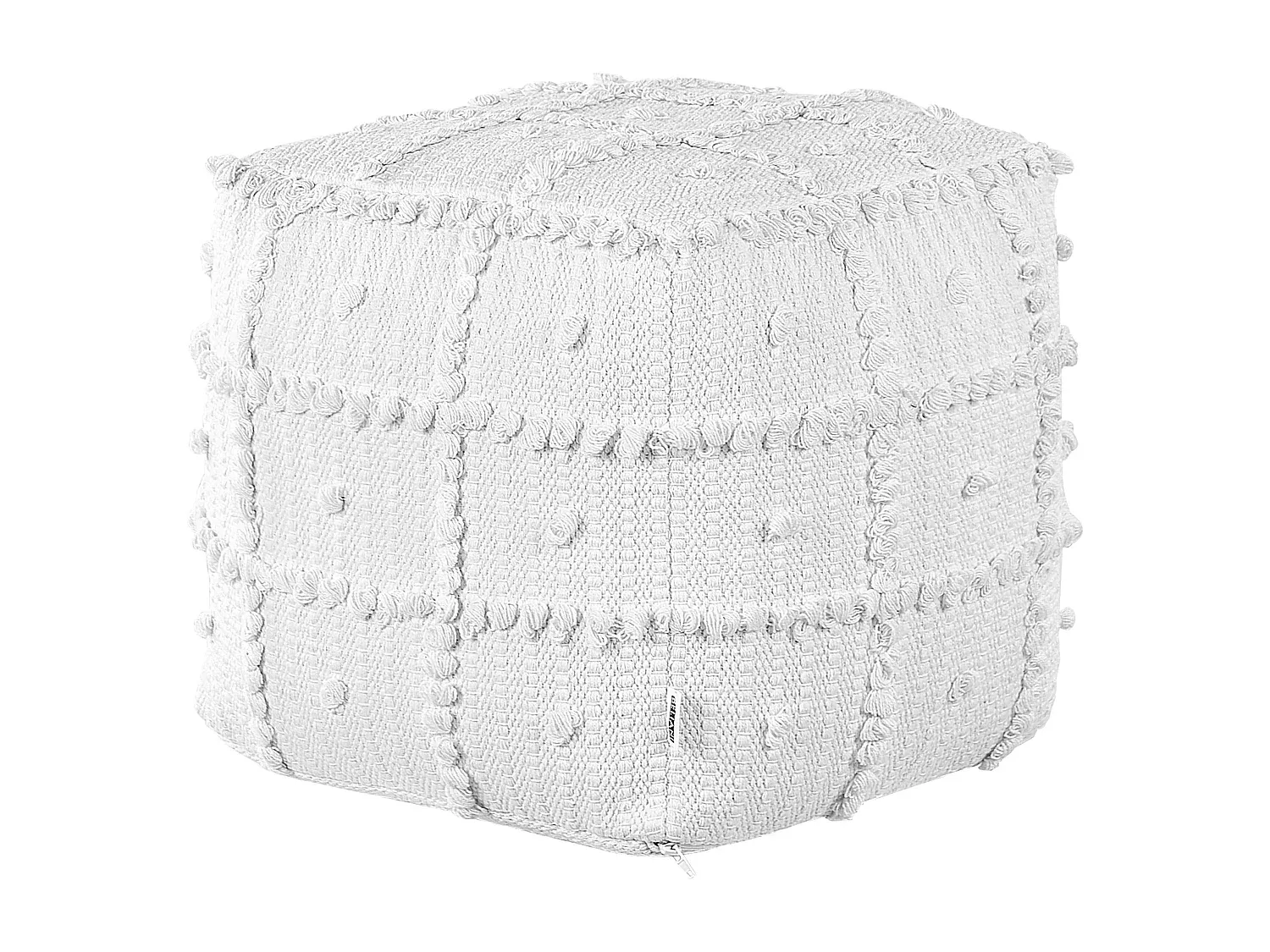 Runder Baumwollhocker in Weiß 40 x 40 cm