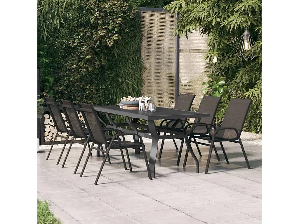 Moderner Gartentisch aus Stahl und Glas, 180x80x70 cm