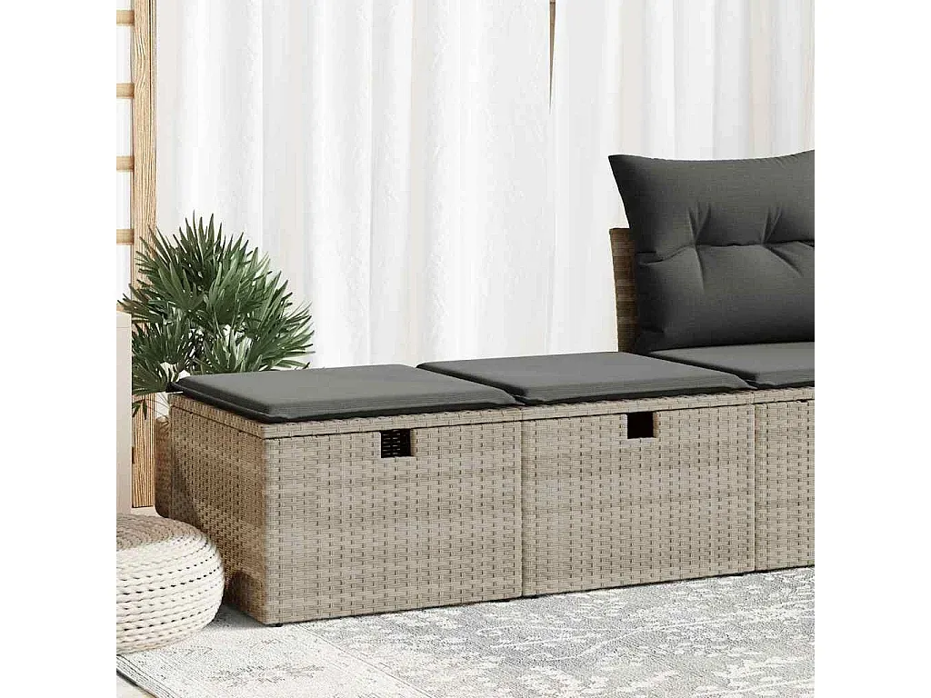 Gartenmöbel-Set: Sofa mit Kissen, Hellgrau, Poly Rattan