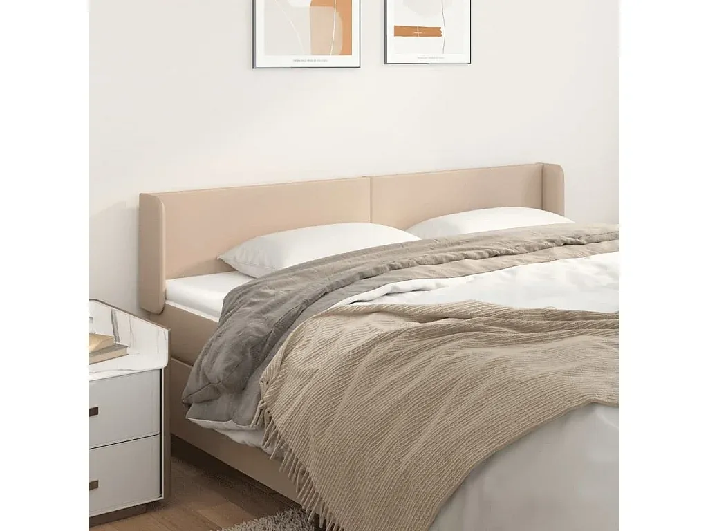 Ohrenkopfteil in Cappuccino-Braun aus Kunstleder 203x16x78/88 cm