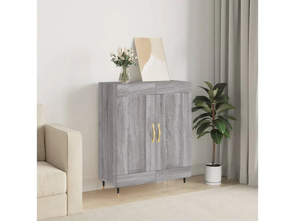 Moderner Sideboard in Grau, 70x35x90 cm, Holzoptik