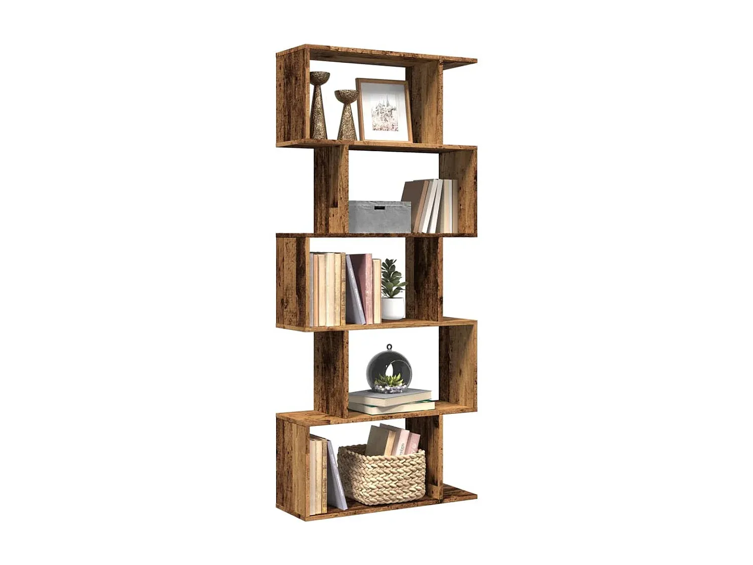 Bücherregal mit 5 Ebenen in Vintage-Holzoptik