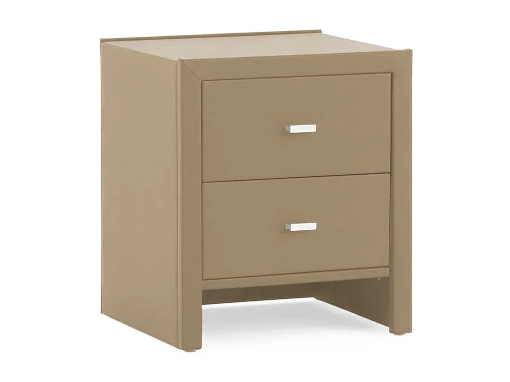 Beiger Nachttisch aus Kunstleder mit zwei Schubladen