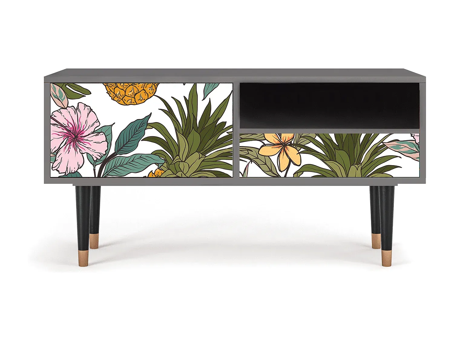 Fernsehtisch in Grau mit Stauraum