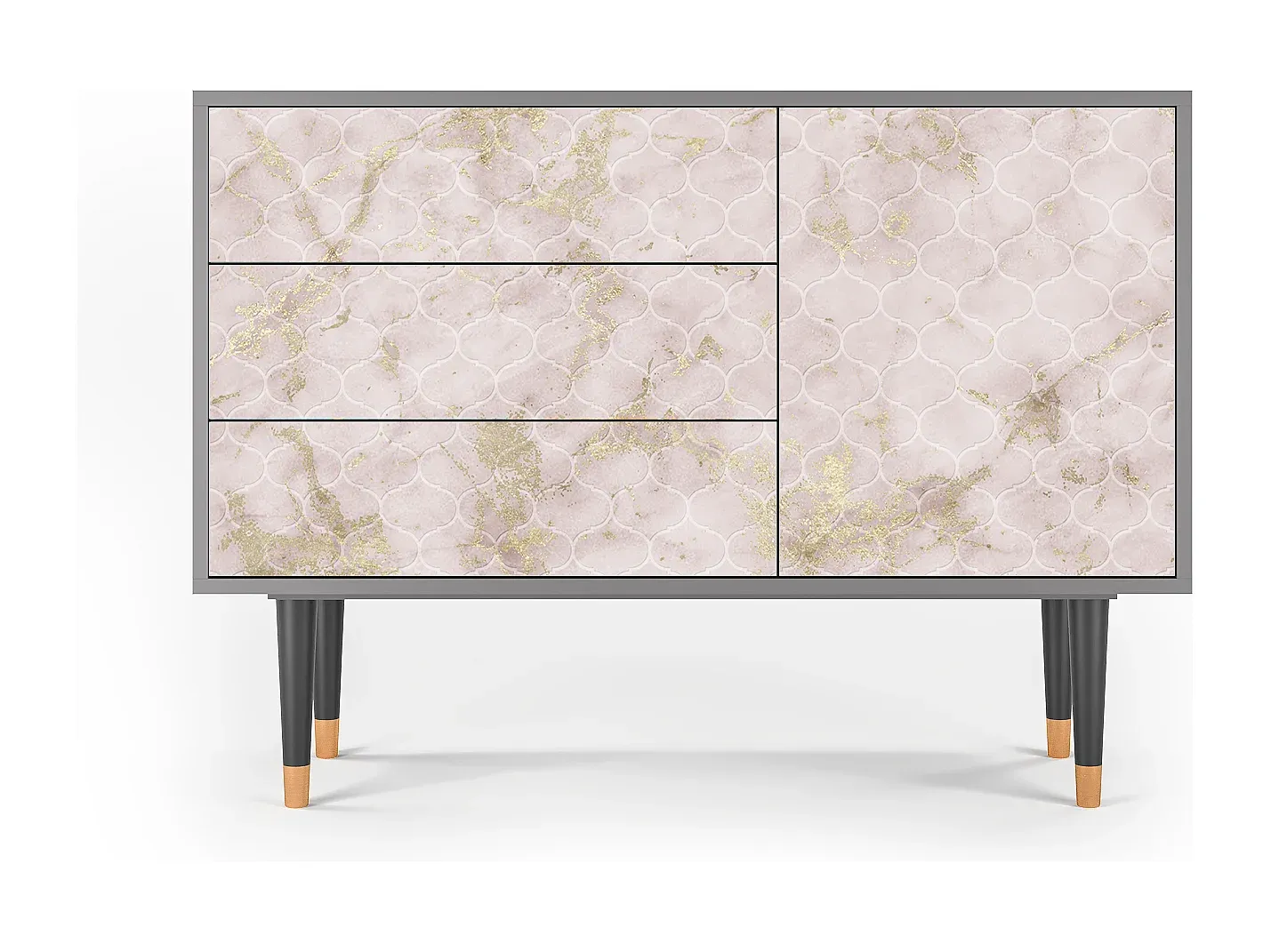 Moderner Sideboard mit Blumendekor, Grau