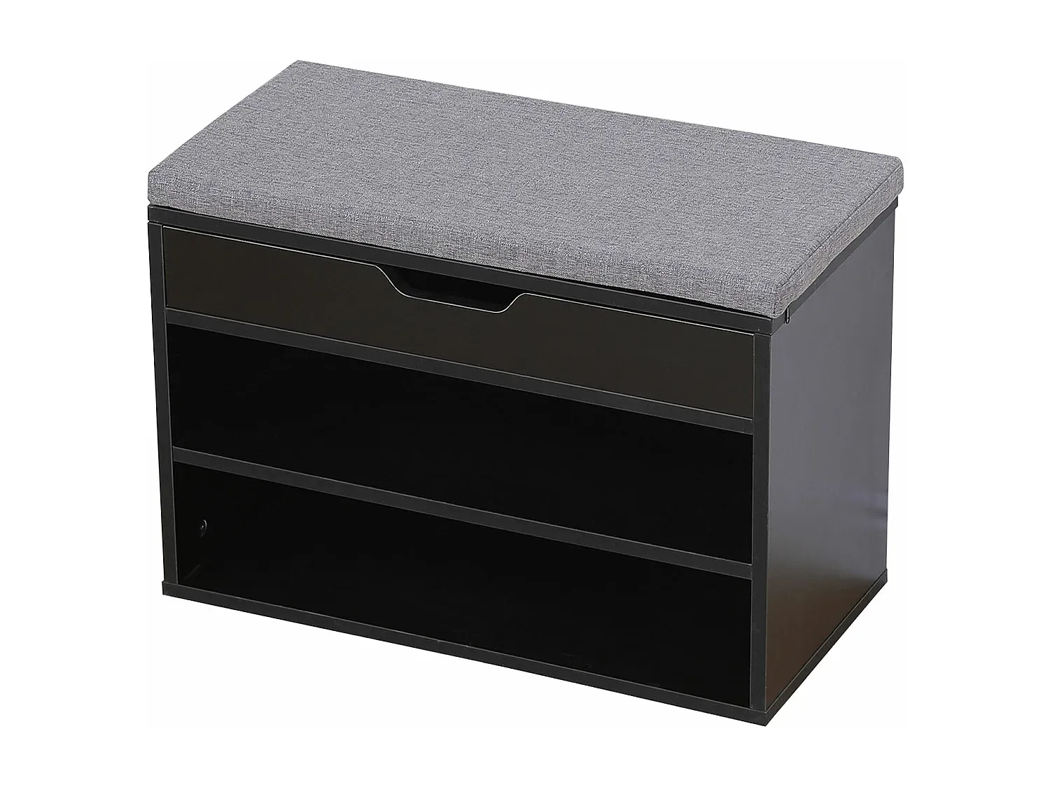 Schuhschrank mit zwei Fächern und Stauraum in Schwarz