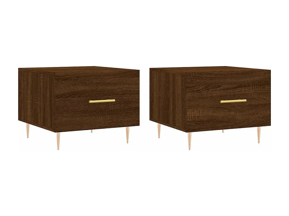 Zweier-Set Beistelltische in Eichenoptik, Braun, 50x50x40 cm