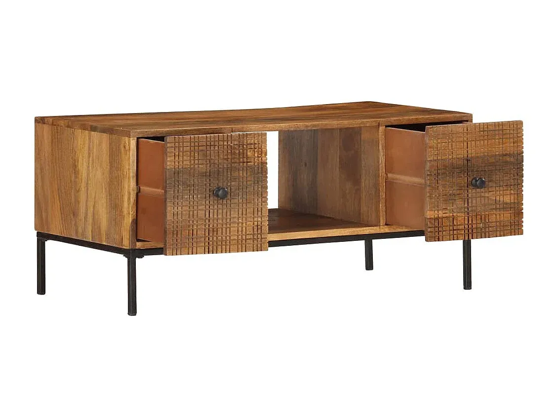 Rechteckiger Massivholz-Couchtisch aus Mango