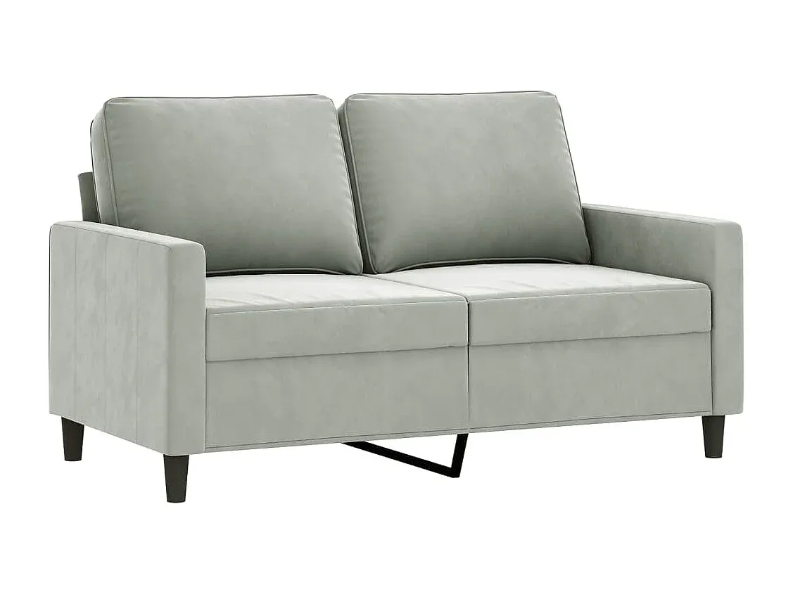 Komfortables Zweisitzer-Sofa in Hellgrau aus Samt