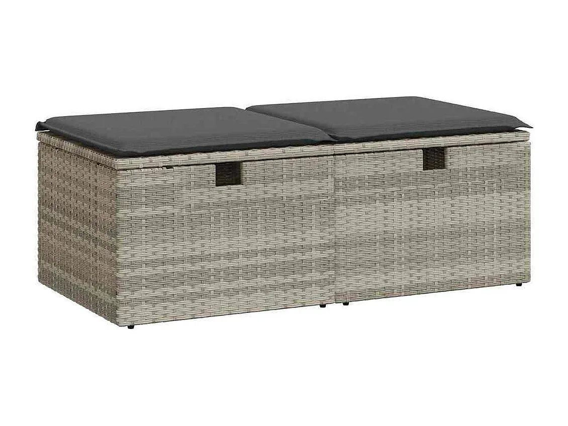 Gartenmöbel-Set: Sofa mit Kissen, Hellgrau, Poly Rattan