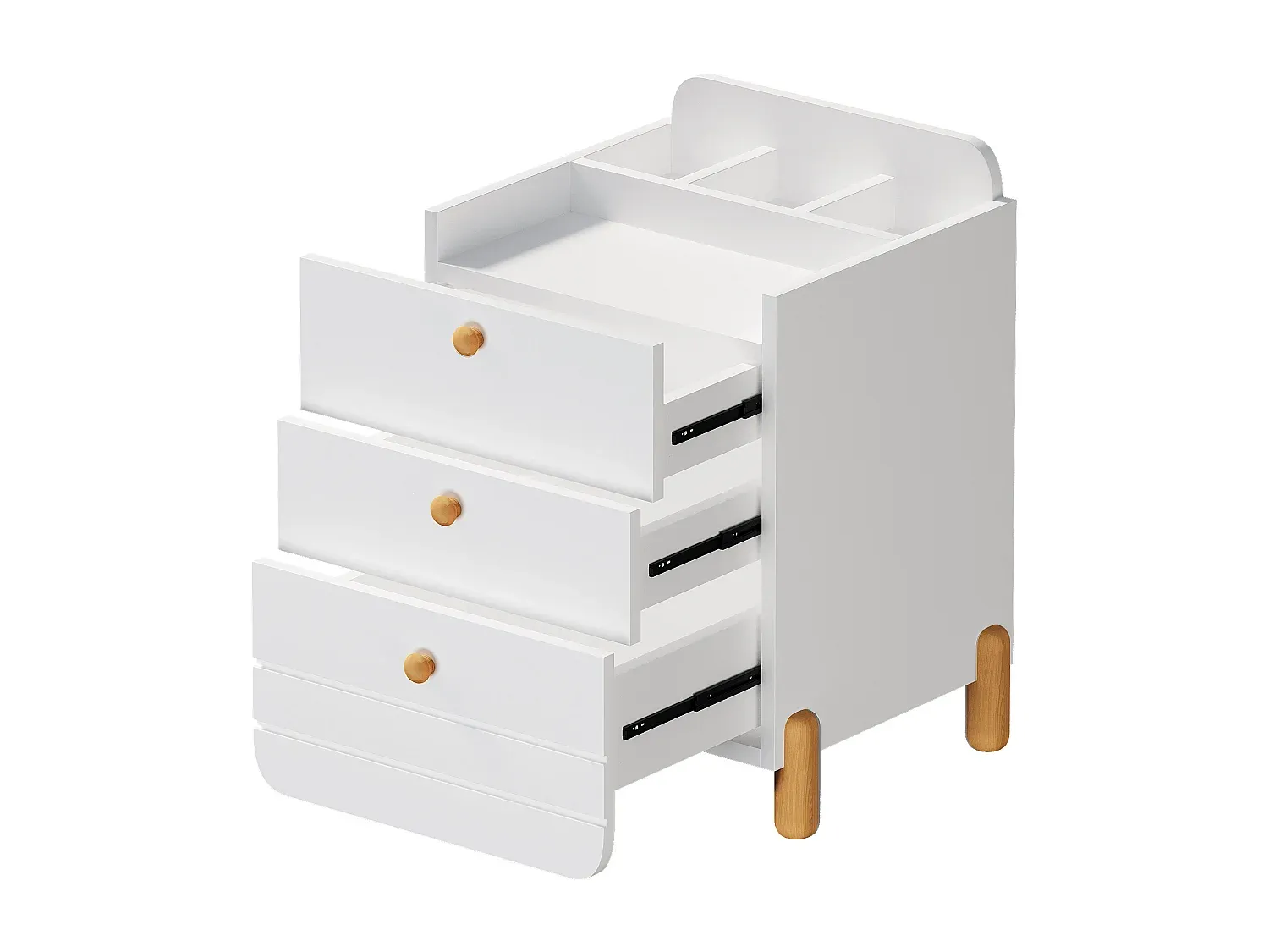 Moderner Nachttisch mit drei Schubladen und Ablagen