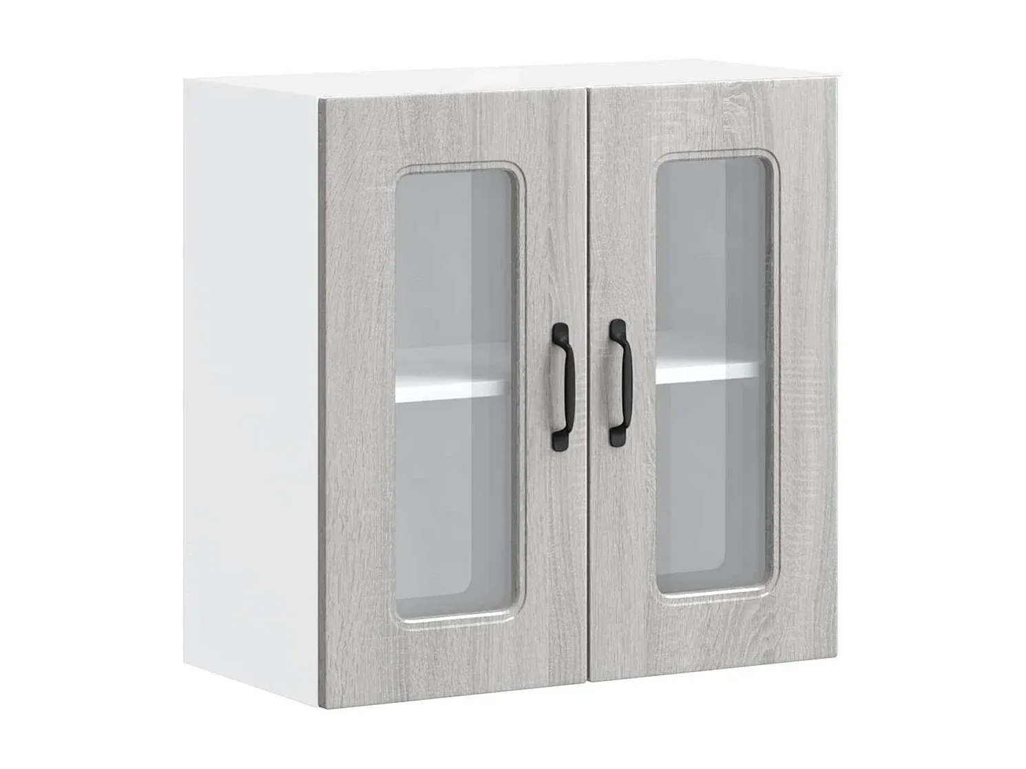 Küchen-Hängeschrank mit Glastür in Grau und Sonoma