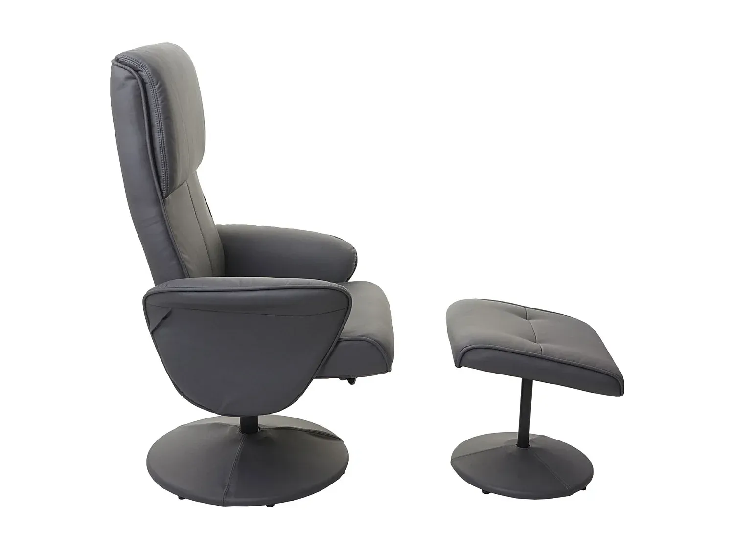 Bequemer Liegesessel aus Kunstleder, mattgrau