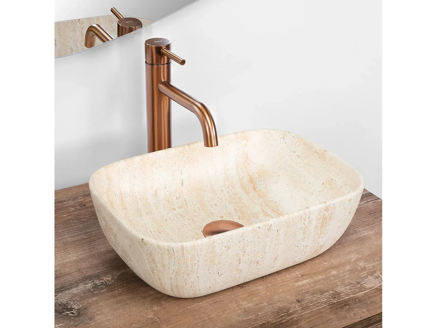 Kompaktes Becken für Badezimmer, Beige