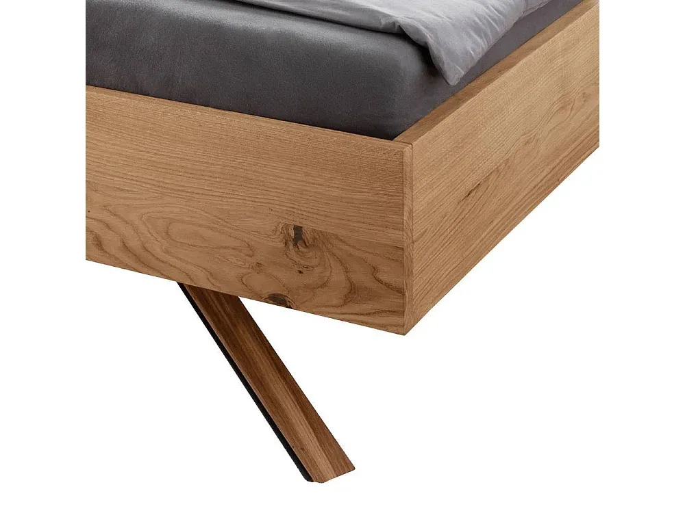 Elegantes Einzelbett aus Wildeiche, 90 cm mit Kopfteil