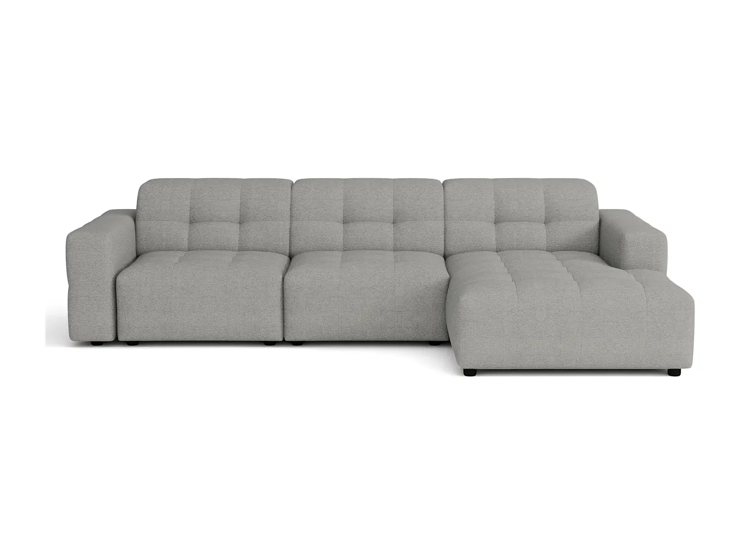 Großes Ecksofa mit grauem Stoffbezug, 284x166x70 cm