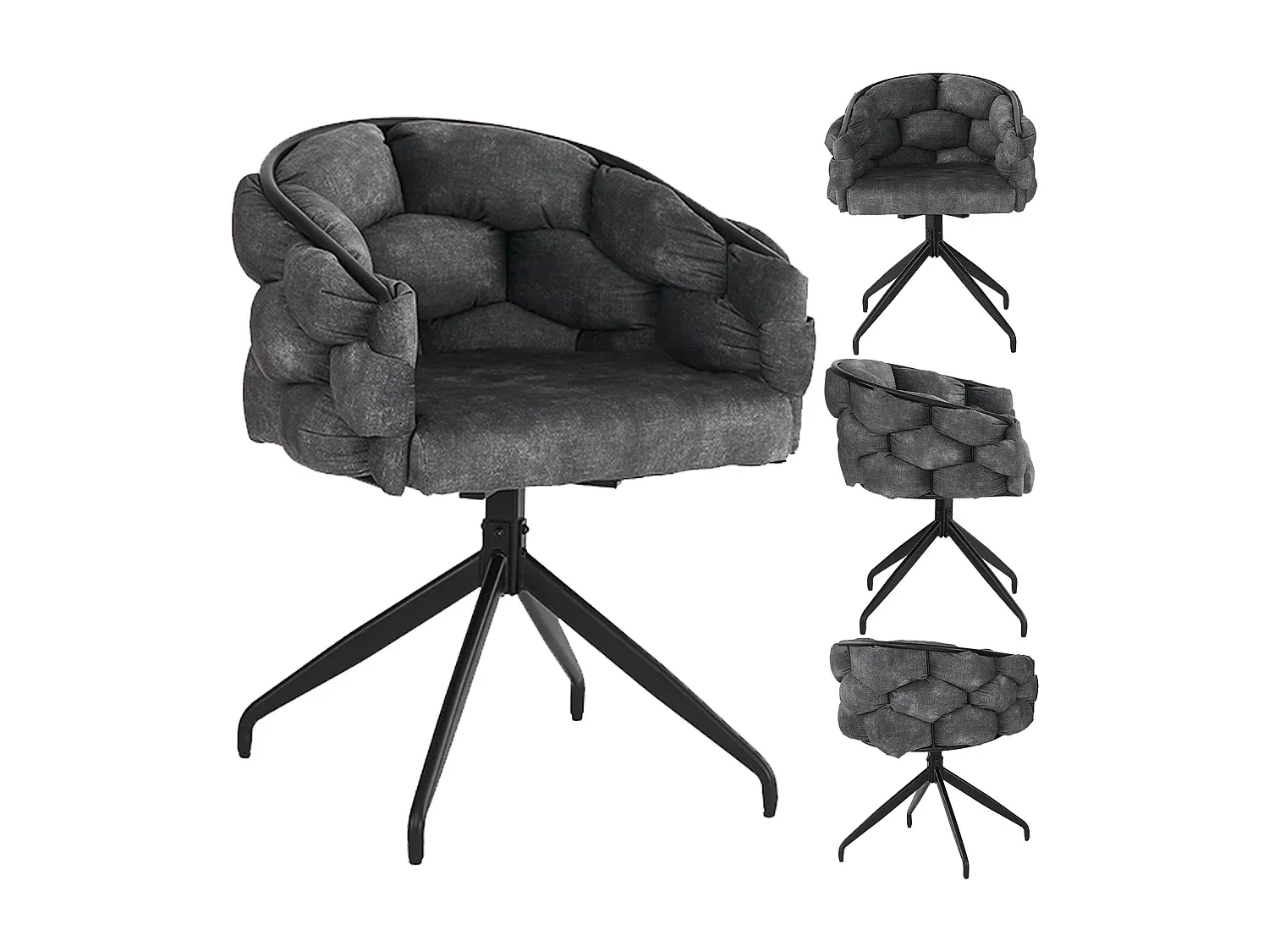 Vierteiliges Set Drehbare Esszimmerstühle in Grau